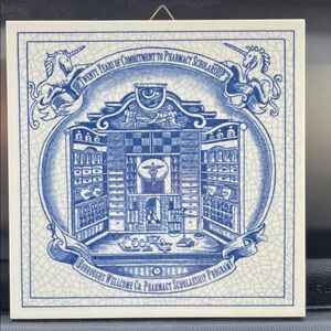 VTG 1993 Delft Holland Pharmacy Tile Burroughs Wellcome Co. Scholarship Program